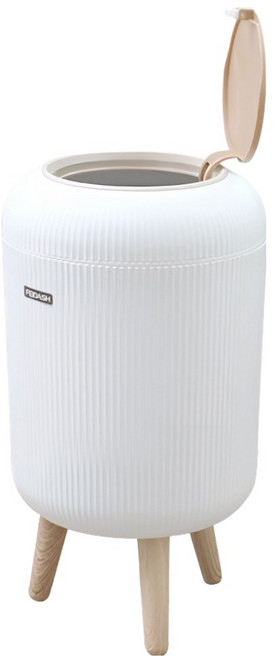 구디푸디 템바보드 원터치 원형 쓰레기통 10L, 화이트