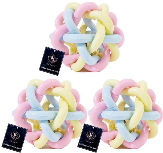 딩동펫 반려동물 마카롱 딸랑 방울공 장난감, 혼합색상, 3개