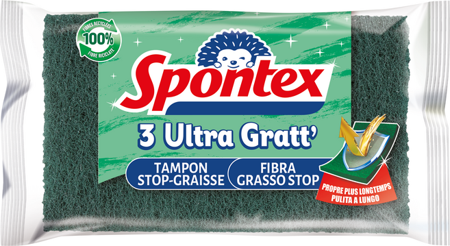 스폰텍스 ULTRA GRATT 찌든 때 스크럽 스펀지, 1개, 3개입
