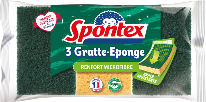 스폰텍스 RENFORT MICROFIBRE 마이크로화이버 스크럽 스펀지, 1개, 3개입