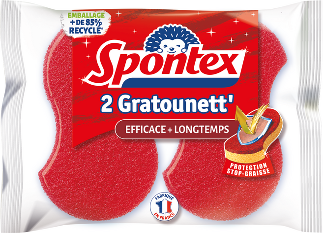 스폰텍스 GRATOUNETT 스크럽 스펀지 미니 사이즈, 1개, 2개입