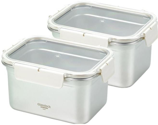 셰프토프 레이어 스텐 밀폐용기, 2개, 2L