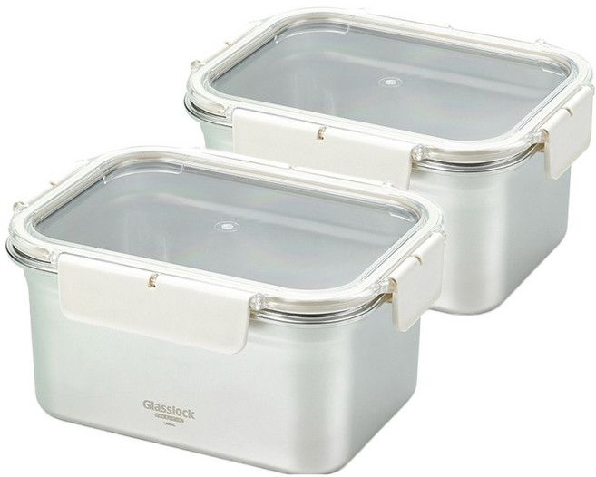 글라스락 셰프토프 레이어 스텐 밀폐용기, 2개, 1.8L