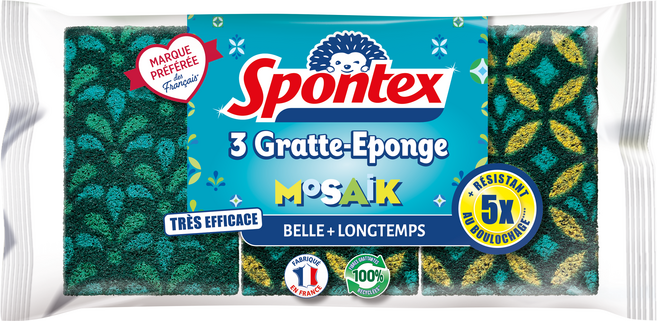 스폰텍스 MOSAIK 모자이크 패턴 스크럽 스펀지, 1개, 3개입