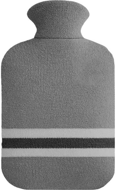 小麥購物 2L注水式熱水袋 附針織絨布套 L1482 30 x 21cm 灰色, 1個