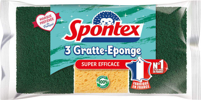스폰텍스 SUPER EFFICACE 스트롱 클린 스크럽 스펀지, 1개, 3개입