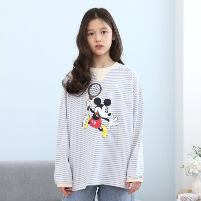 주니어 D 줄무늬 미키 티셔츠
