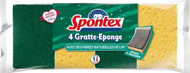 스폰텍스 FIBRES NATURELLES 식물 유래 스크럽 스펀지, 1개, 4개입