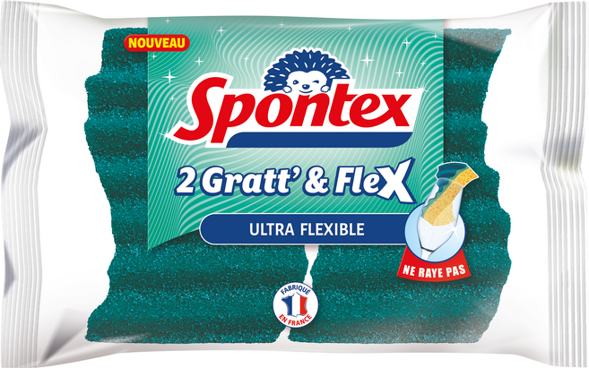 스폰텍스 GRATT & FLEX 유연한 스크럽 스펀지, 1개, 2개입