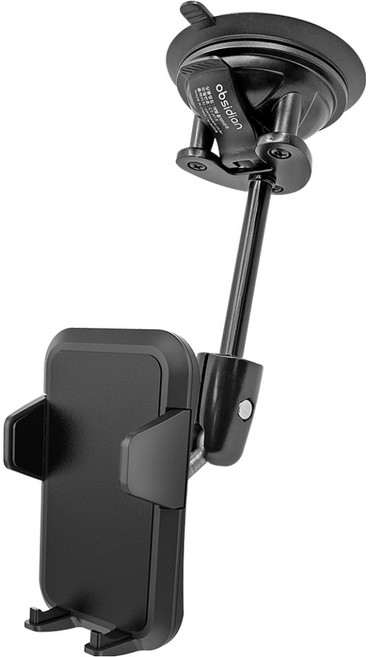 옵시디언 차량용 풀메탈 유리 흡착마운트 휴대폰 반자동 클립거치대, 블랙, 1개