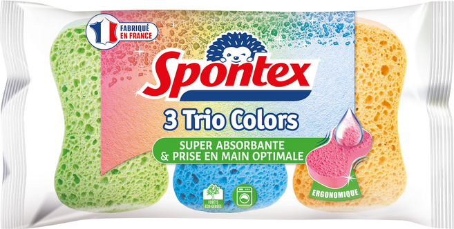 스폰텍스 TRIO COLORS 스크럽 스펀지 3종 세트, 1세트
