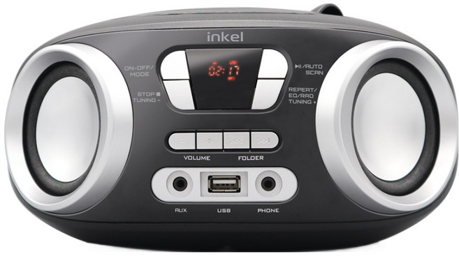 인켈 휴대용 오디오 FM 라디오 CD플레이어, 블랙실버, IK-C515CD