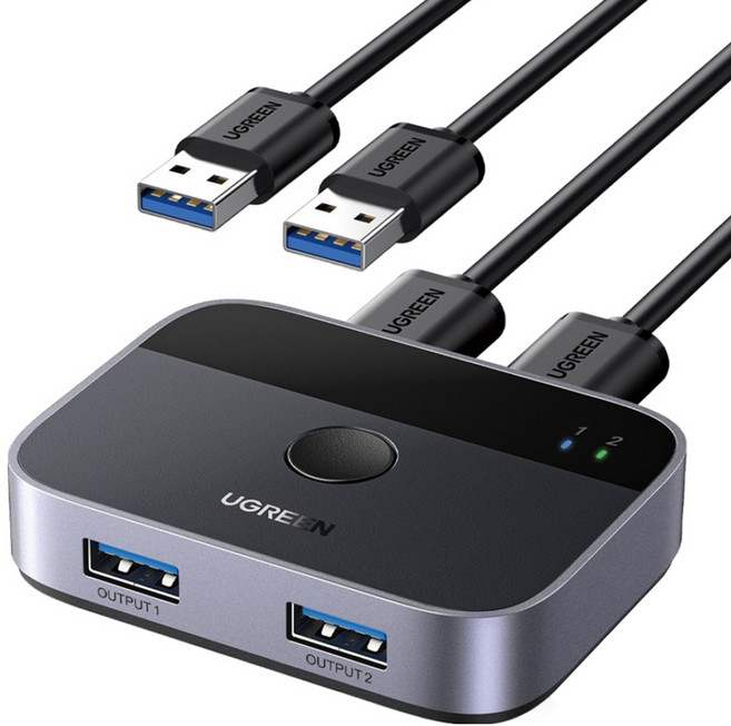 유그린 USB 3.0 2대2 스위치 선택기 CM757, 혼합색상, 1개