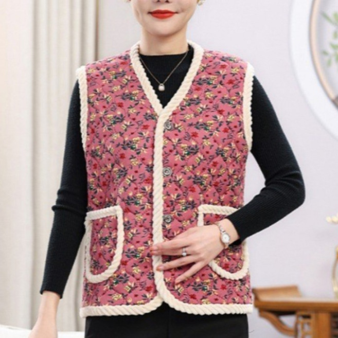 Rich Unni 鋪棉奶奶媽媽醃泡菜防寒毛絨背心