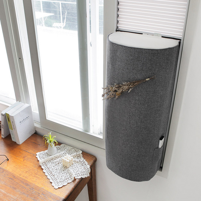 쁘리엘르 히스 삼중직 스판 창문형 에어컨커버 파세코형, 진그레이