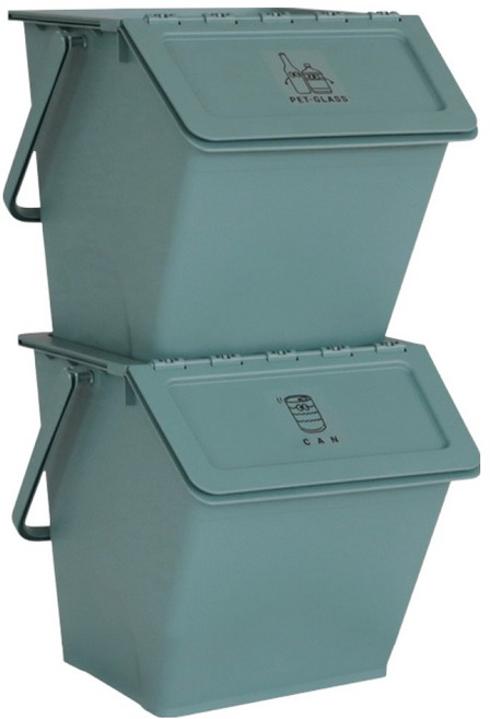 네이쳐리빙 피넛베리 스택업 적층형 재활용 분리수거함 2p, 포레스트그린