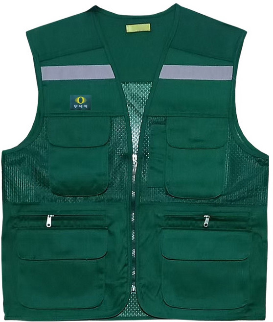 티스 무재해 반사띠 포켓 작업용 안전조끼, 그린, 1개
