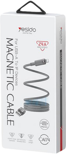 yesido USB轉IP磁吸線 CA174, 100cm, 1個, 灰色