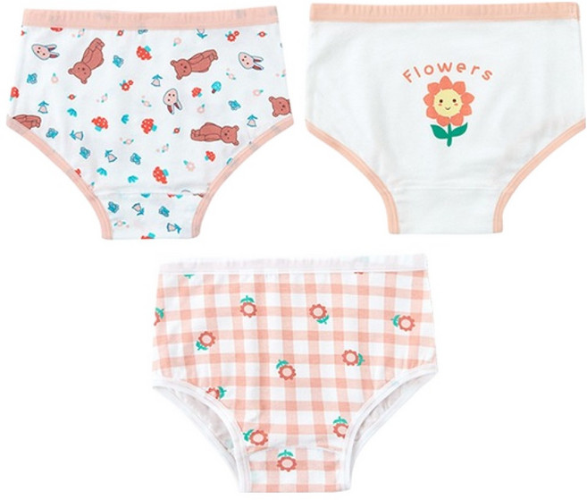 조이멀티 엠케이 여아용 체크플라워 삼각 팬티 3종 세트