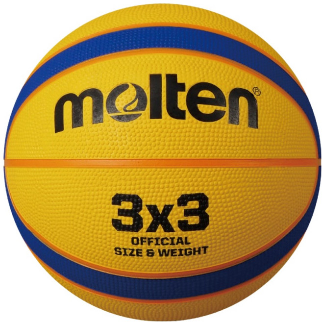 molten 12片貼深溝橡膠籃球 3對3專用 黃色 + 藍色, 1個, B33T2000