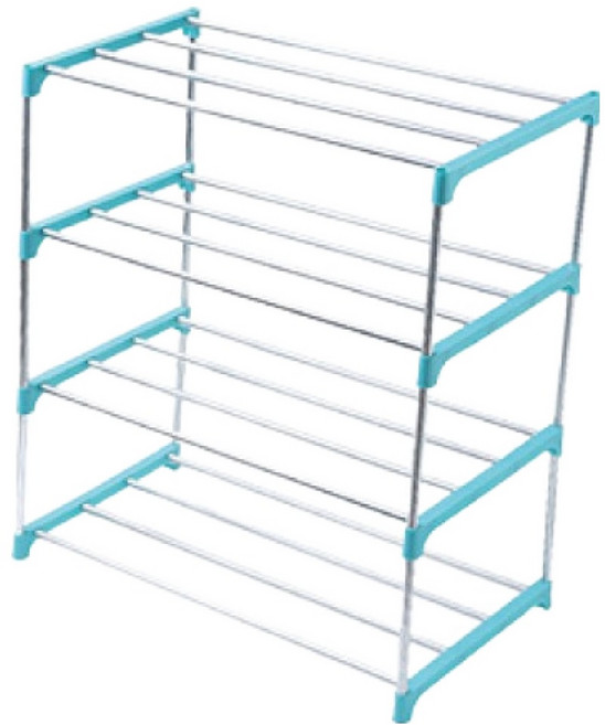 小麥購物 北歐簡約鍍鋅鋼4層鞋架 L2917, 北歐藍, 1個