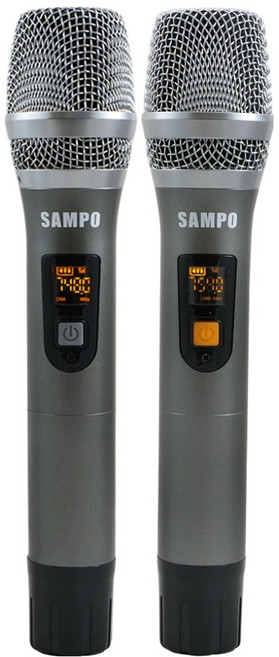 SAMPO 聲寶 專業級 U頻可攜式無線麥克風 1對2 1套, 鐵灰色, ZK-Y2102RL