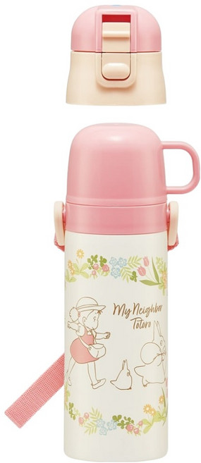 Skater 不鏽鋼超輕量水壺, 龍貓 小梅 粉色 + 白色, 1個, 470ml