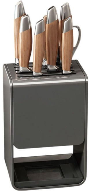 小麥購物 廚房多功能刀具置物架 檯面款 L1427, 1個, 槍灰色