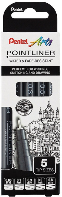 펜텔 포인트라이너 수성 드로잉펜 5종 세트 YS20P-5, 블랙, 1개