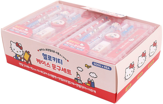 산리오캐릭터 케이스 문구세트, 헬로키티, 6세트