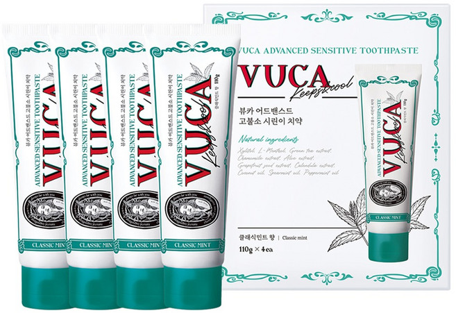 뷰카 어드밴스드 고불소 시린이 치약 클래식민트향, 110g, 4개