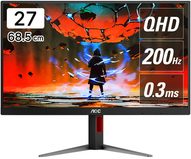 AOC 알파스캔 QHD 게이밍 FAST IPS 200 HDR 400 멀티스탠드 무결점 모니터, 68.5cm, Q27G4/D