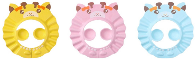 조이멀티 아동용 목욕 귀마개 샤워샴푸캡 3종 세트 ONE SIZE(28 x 30 cm), 혼합색상, 1세트