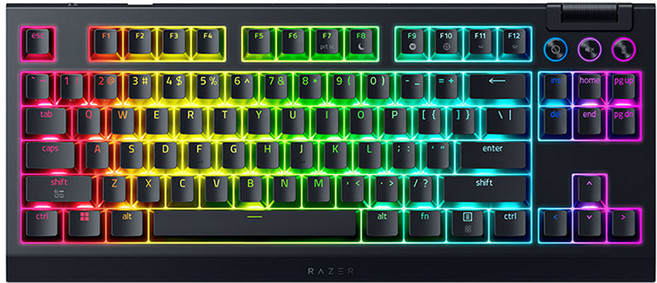 레이저 BlackWidow V4 TKL HyperSpeed 무선 텐키리스 키보드, Black, RZ03-0548, 오렌지축