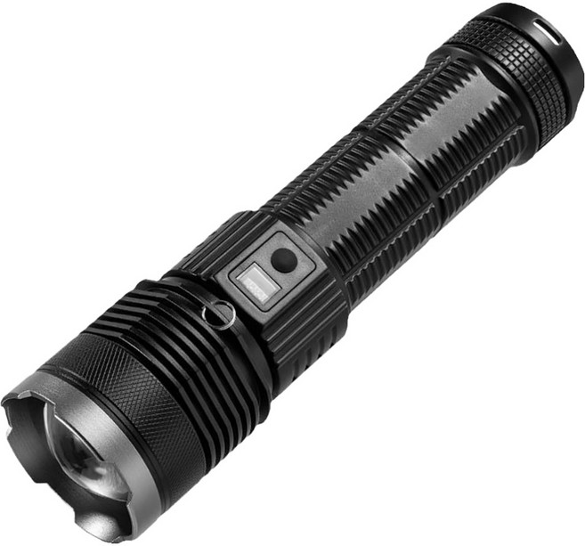 小麥購物 超遠射距爆亮強光多功能手電筒 L1424, 1個, 黑色