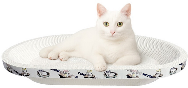 펫츠몬 고양이 베이직 타원형 B골 스크래쳐, 크라프트 화이트, 1개