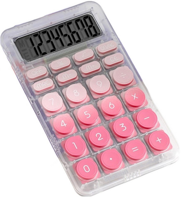 투데이리빙 투명 그라데이션 계산기 + LR1130 건전지 세트, 핑크, 1세트