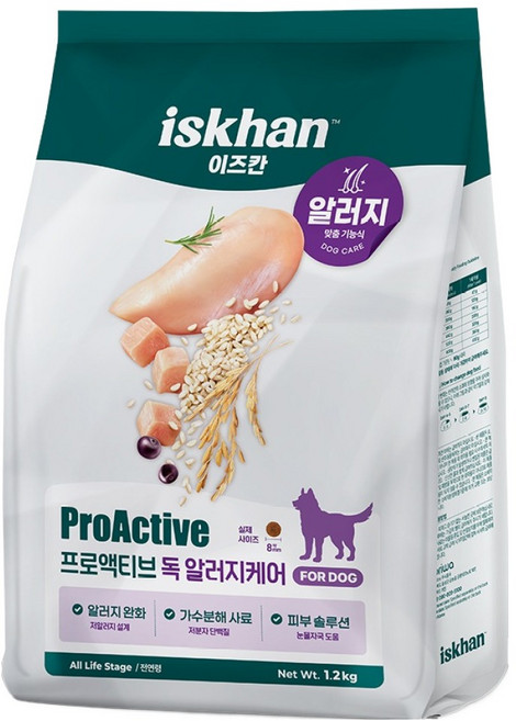 이즈칸 강아지 독 프로액티브 알러지케어 사료, 피부/피모+알러지, 1.2kg, 1개