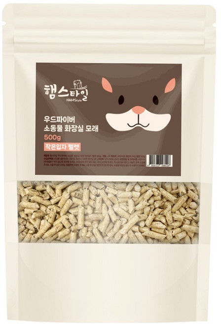 햄스타일 소동물 우드파이버 작은입자 펠렛 화장실모래, 1개, 500g