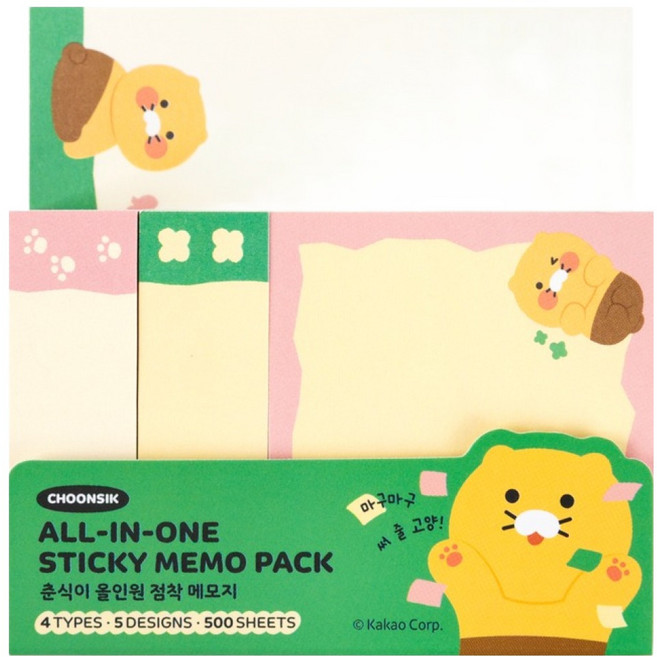 아이콘스 춘식이 올인원 점착 메모지 세트, 혼합색상, 500매, 1세트