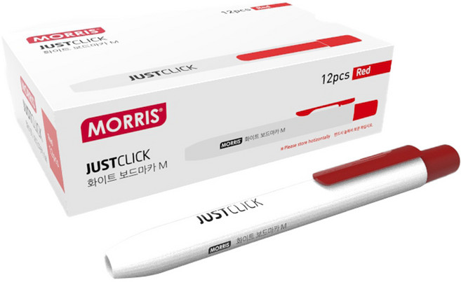 모리스 저스트클릭 화이트 보드마카 M, 레드, 12개