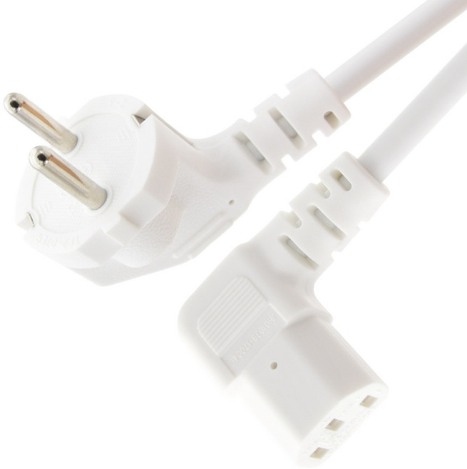 에이치디탑 전원 ᄀ자 우측 꺾임 파워케이블 화이트 HT-AC112, 2m, 1개