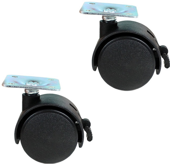 코텍스 캐스터 바퀴 브레이크형 블랙 2개입, 1세트