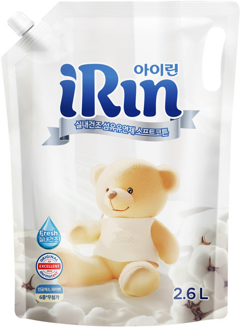 아이린 실내건조 섬유유연제 소프트코튼 리필, 2.6L, 1개