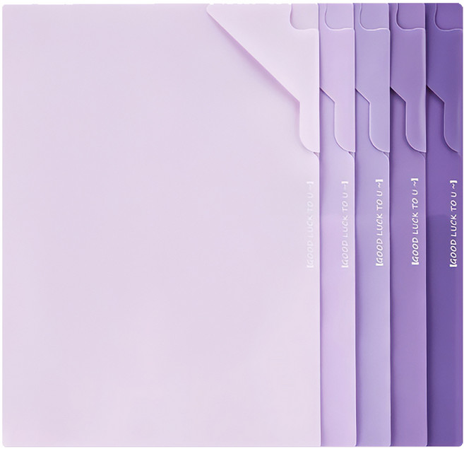 모던앳 그라데이션 L자 파일 5종 세트 A4, 1세트, 퍼플