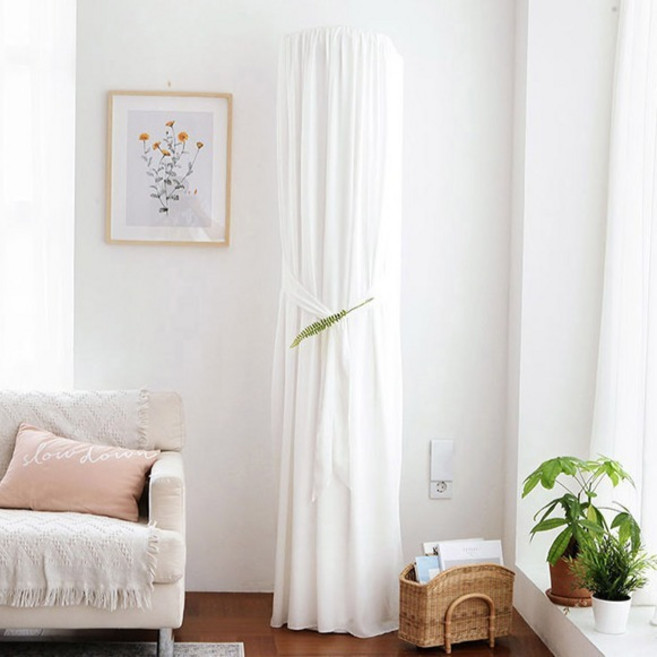 쁘리엘르 베일 쉬폰 삼중직 스판 에어컨커버, 화이트