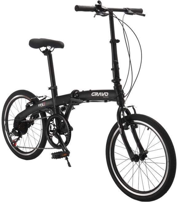 크라보 FFV7 미니벨로 시마노 7단 접이식 자전거, 매트 블랙, 153cm, 1개