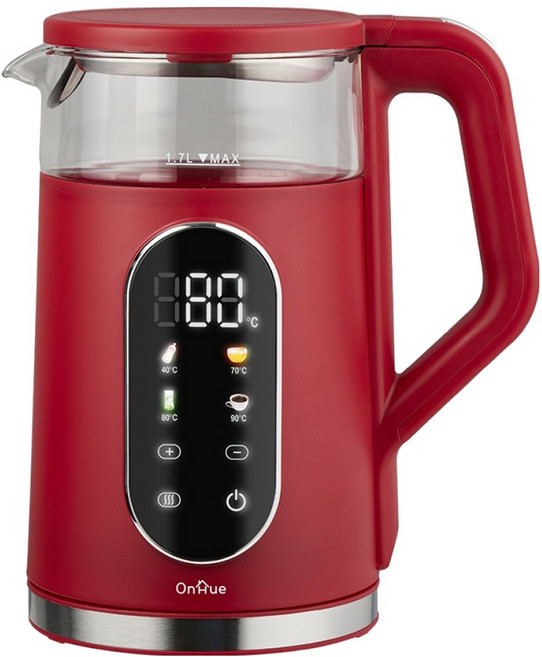 온휴 디스플레이 무선 보온 내열유리 304스텐 전기포트 1.7L, OHA-EK4SR