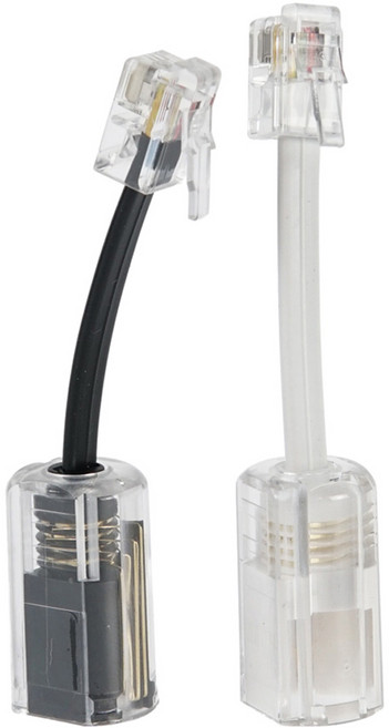 컴스 전화선 꼬임방지 젠더 투명 + 검정 세트, 1세트, CP007