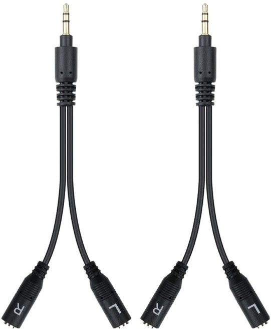 컴스 3.5mm 스테레오 좌우 분리 Y 케이블 10cm, 혼합색상, 2개, CP012